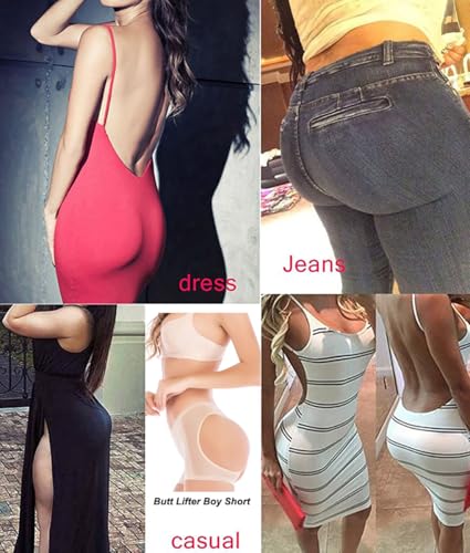 FLORATA Women Butt Lifter Panties Padded Shapewear Hip Enhancer Underwear Butt Lifting Shorts Beige