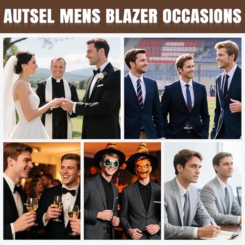 Mens Blazer Smart Casual Slim Fit Formal Business Suit Jackets Two Buttons Wedding Jackets Lightweight - Image 6