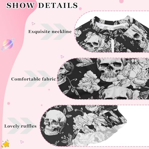 ALAZA Toddler Swimsuit Girl Bathing Suit Swimwear Rash Guard Skull Gothic Vintage Long Sleeve 3T4