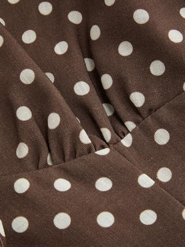 CIDER Women Mini Dress V Neck Puff Sleeve Polka Dot Knotted Short Dresses3