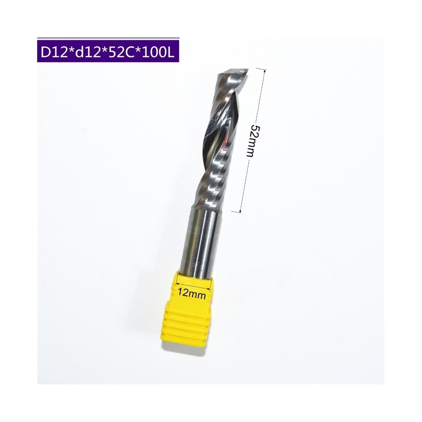 1/2 Uds 12mm * 12mm * 52mm-cnc broca de enrutador de carpintería de carburo sólido, 1 cortador de fresado en espiral de flauta, madera, madera contrachapada, tablero multicapa, PVC, acrílico(1pc)
