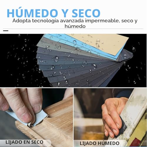 Miniatura 5 de Kit De Papel De Lija. Papel De Lija Ultrafino De Grano 120 A 10000, 17 Tipos De Granos, Adecuado Para Lijado De Metal, Madera, Plástico Y Automóviles 9 X 3,6 Pulgadas17 Hojas Feihu