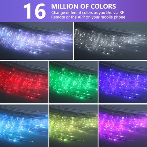 Image of 16W Car Home Starlight Headliner Kit, Twinkle & Sound Activate RGBW Fiber Optic Lights with APP & Remote Control, Star Lights for Ceiling Decoration, 550 pcs 9.8ft