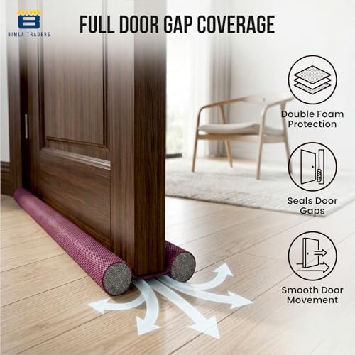 Image of Door Draft Stopper PVC Size 39Inch | Under Door Dust & Noise Blocker | Cold & Heat Insulation Strip | Door Gap Sealer for Home Doors & Windows | Easy Install | Red | Pack of 1
