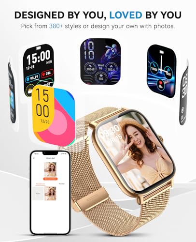 Image of Smart Watches for Women Men (Make /Answer Calls), Steps Counter Fitness Watch for Android iPhone with 120+ Sports, IP68 Waterproof, Sleep Calorie Monitor, Pedometer (Gold)