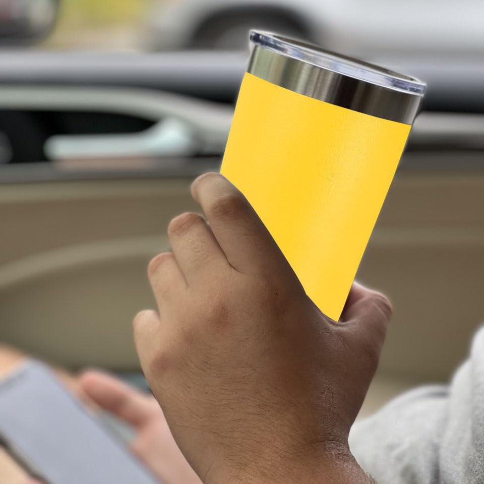 Miniatura 4 de LaserGram Vaso de pinta aislado al vacío de 16 onzas, cara feliz, grabado personalizado incluido (amarillo)