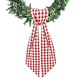 Celblisora Écharpe de Couronne de Noël à Carreaux Rouges et Blancs, Guirlande en Satin Seersucker, Ruban en Toile de Jute, Accessoire pour Couronne, Jardin, Porte, décoration intérieure nœud