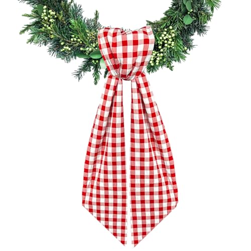 Celblisora fascia natalizia a quadri rossi e bianchi, ghirlanda in seersucker di satin, fascia in iuta, nastro per ghirlanda, accessori per decorazione di ghirlande, cortile, porta, casa