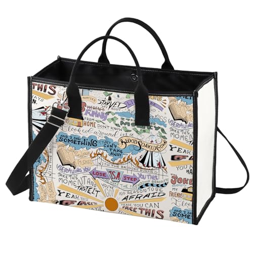 BWWKTOP Song Lyrics Canvas Tote Bag Singer Fans Gift Song Lyrics Inspired Shoulder Bag Singer Merchandise (Fireplace BG)