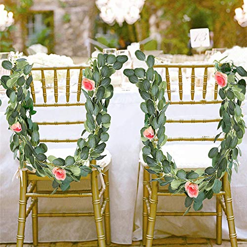 CQURE Eucalyptus Garland,Artificial Eucalyptus Leaves Greenery Garland Wreath Vine Wedding Party Table Backdrop Arch Wall Decor - Thumbnail 4