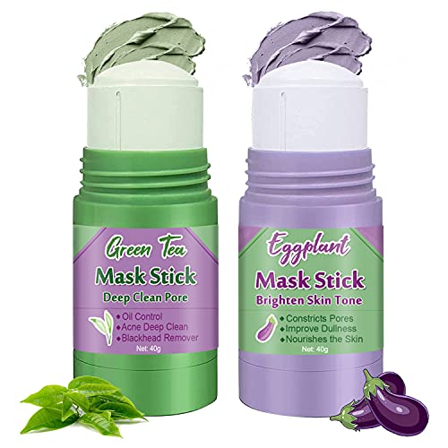 2PC Green Tea Mask Stick, Purifying Clay Stick,Green Tea Purifying Clay Stick Mask, for Improve Facial Dullness, Brighten Skin Tone, Deep Remove Blackhead, for All Skin Types Men Women