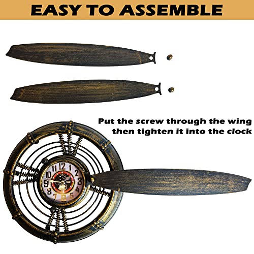 Montex Metal Airplane Propeller Wall Decor 27 X 27 Inch, Wall Clock Vintage Art For Living Room, Kitchen, Bedrooom #TOP3