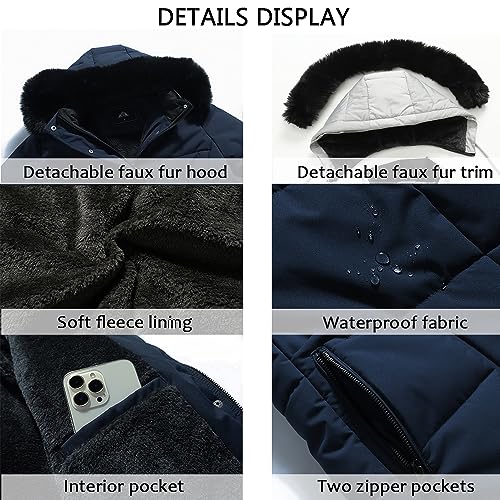 Moerdeng MF2308 Women'S Winter Puffer Coat Thicken Fleece Lined Down Jacket Waterproof Faux Fur Detachable Hooded Parka thumb #4