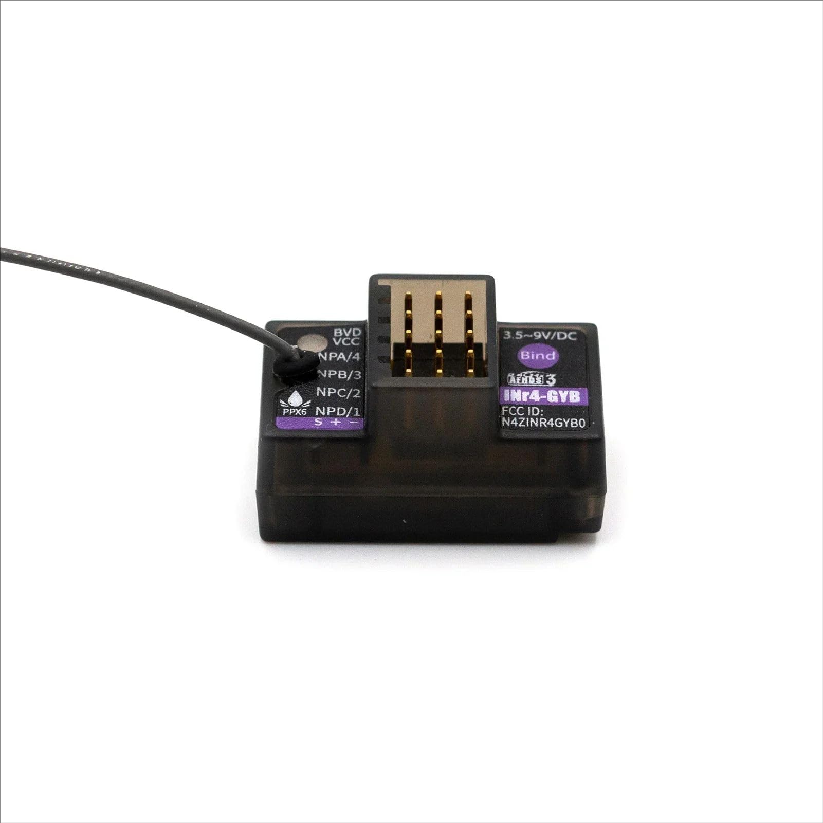 FS INr4-GYB - Mini receptor de 4 canales de 2.4 GHz, función de giroscopio incorporada, PWM/PPM/i-Bus/S.Bus/i-bus2 compatible con AFHDS3 Flysky NB4 Noble Lite Noble Pro RC Car Boat Transmitter Remote