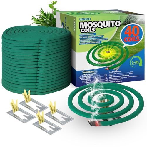 Mosquito Coils Outdoor Patio Fresh Scent,Use Reaches Up to 10 feet, Each Mosquito Coil Burns for 5-7 Hours (Contains 40 coils & 4 Stands)