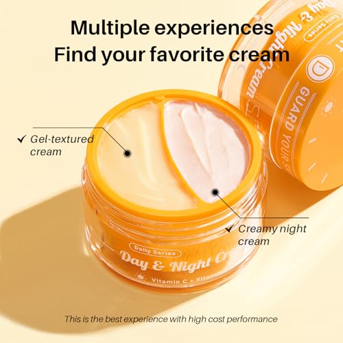 Day/Night Cream Set, Anti-Wrinkle Hydrating Day Gel with Vitamin C, Firming Renewal Night Cream with Vitamin A, 2-in-1 Anti-Aging Duo for All Skin Types, 2 * 1.7 Fl Oz - Image 3
