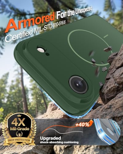 Image of Magnetic for iPhone Air Case,Shockproof Matte Cover,Dark Green | with Screen Protector,Compatible with MagSafe,Military Grade Drop Protection,Full Camera Protection,Non-Slip Design Case
