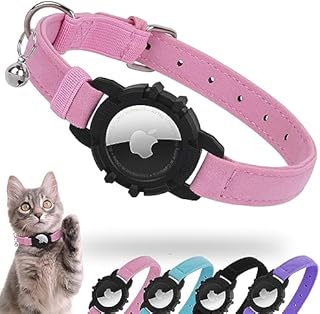 AirTag Cat Collar, Integrated Apple Air Tag Cat Collar, Soft GPS Cat Collars with AirTag Holder and Bell, Lightweight Tracker Cat Collars for Girl Boy Cats, Kittens and Puppies