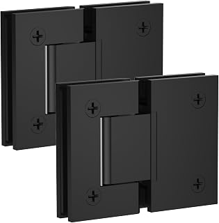 2PCS Glass Shower Door Hinges, 180° Heavy Duty Glass Hinge, Matte Black