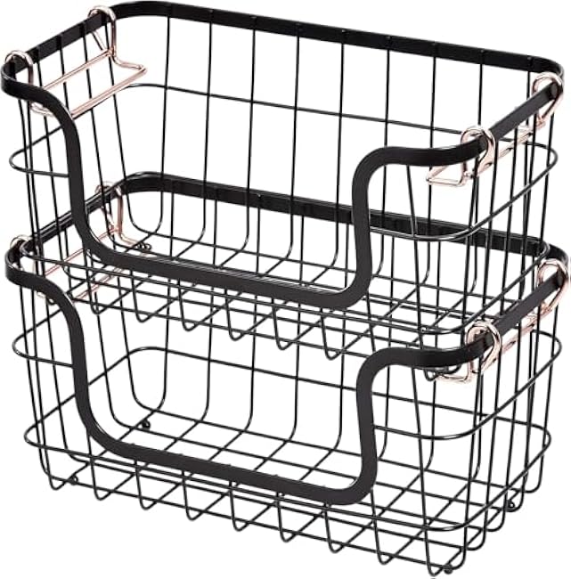 Kitchen Shelves Basics Stackable Metal Storage Shelves Storage Basket Set For Kitchen and Bathroom