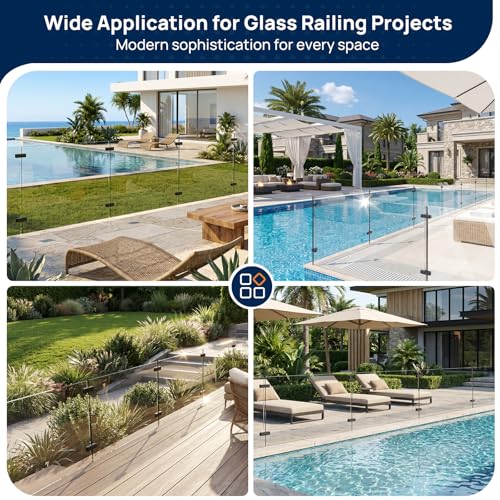Image of 20 Pack Black Railing Glass to Glass Clamp, 180 Double Side Glamps | No Drilling in Glass, Fits 3 /8 inch-1 /2 inch Glass Thickness, Heavy-Duty SST304, Modern Clamp for Frameless Fence, Pool, Balcony Deck
