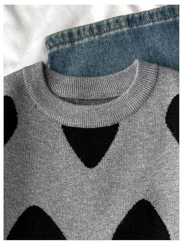 Image of BEAUDRM Girl's Cute Bow Sweater Crew Neck Long Sleeve Drop Shoulder Loose Pullover Tops