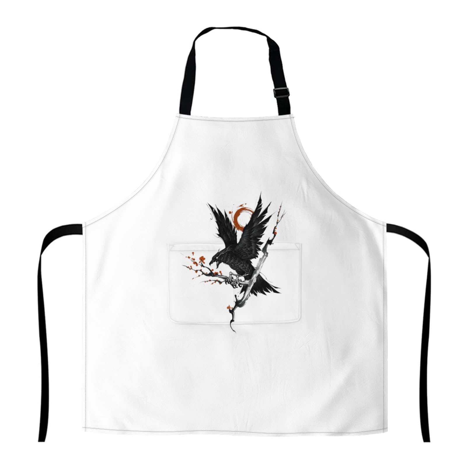 Amazon｜防水エプロン 八咫烏 カラス 鳥 作業エプロン カフェエプロン