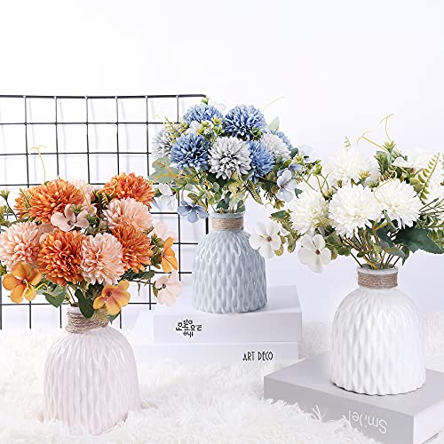 Jim's Cabin Artificial Chrysanthemum Ball Flowers - 3Pcs Realistic Silk Flower With Stems&Leaves For Wedding, Party, House Decoration, Table Centerpieces Flowers (Black, Gray) #TOP2