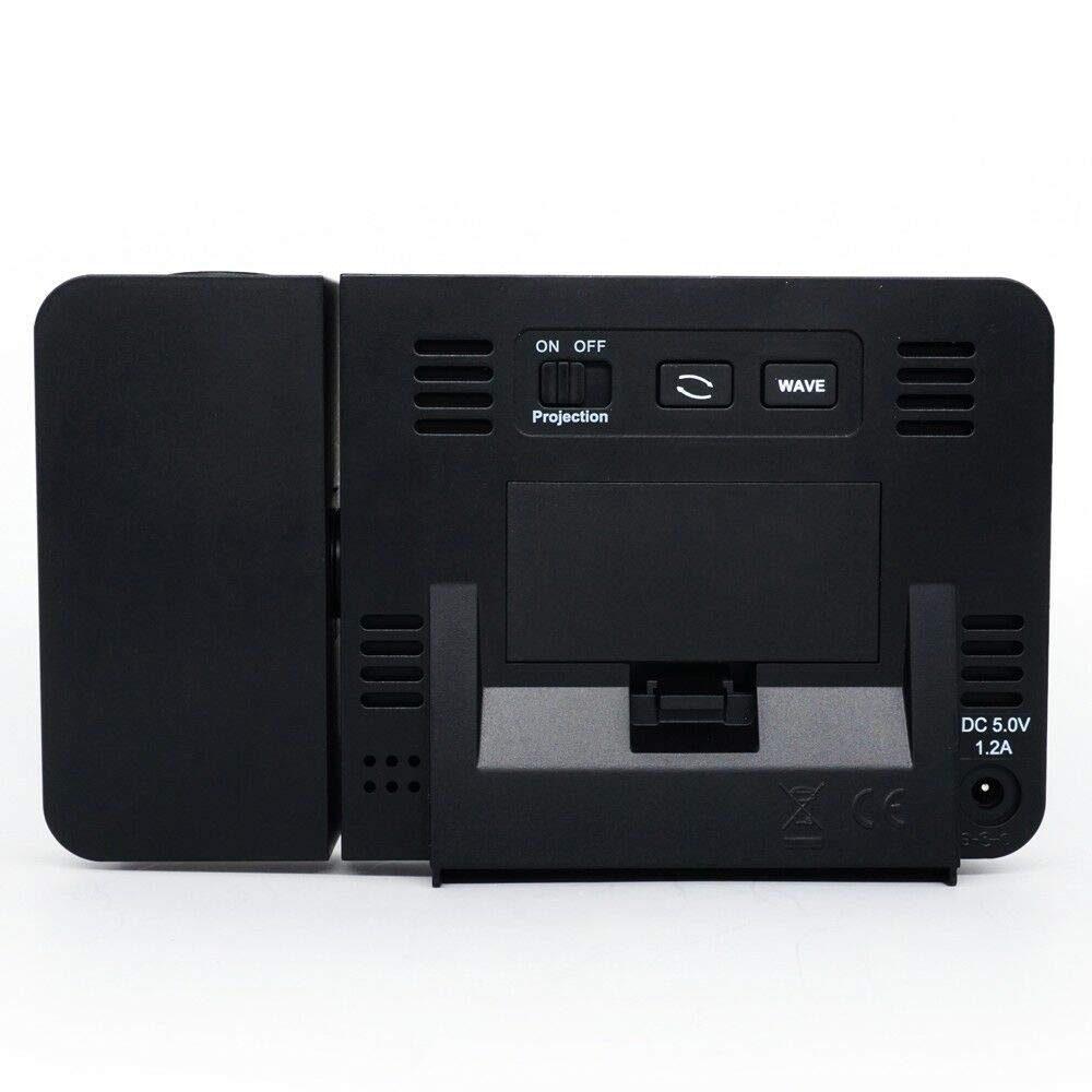 Riloer Reloj despertador de proyección, reloj inteligente digital de techo con temperatura y cargador USB, pantalla digital grande, repetición, temporizador de sueño, ajuste de 12/24 horas para