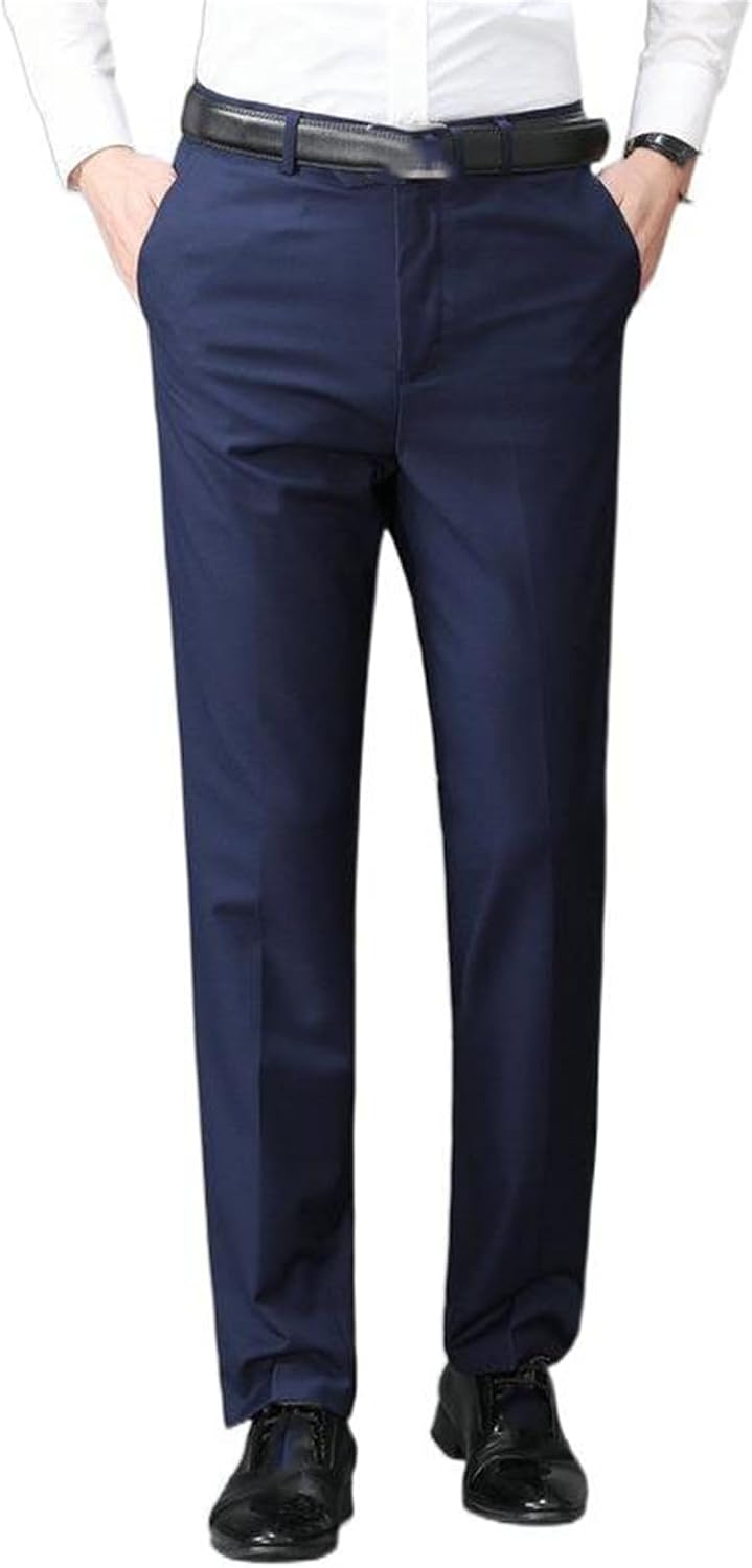 Men's Dress Pants,Straight Leg Trousers for College,Spring Autumn,Black Office Pants for Men