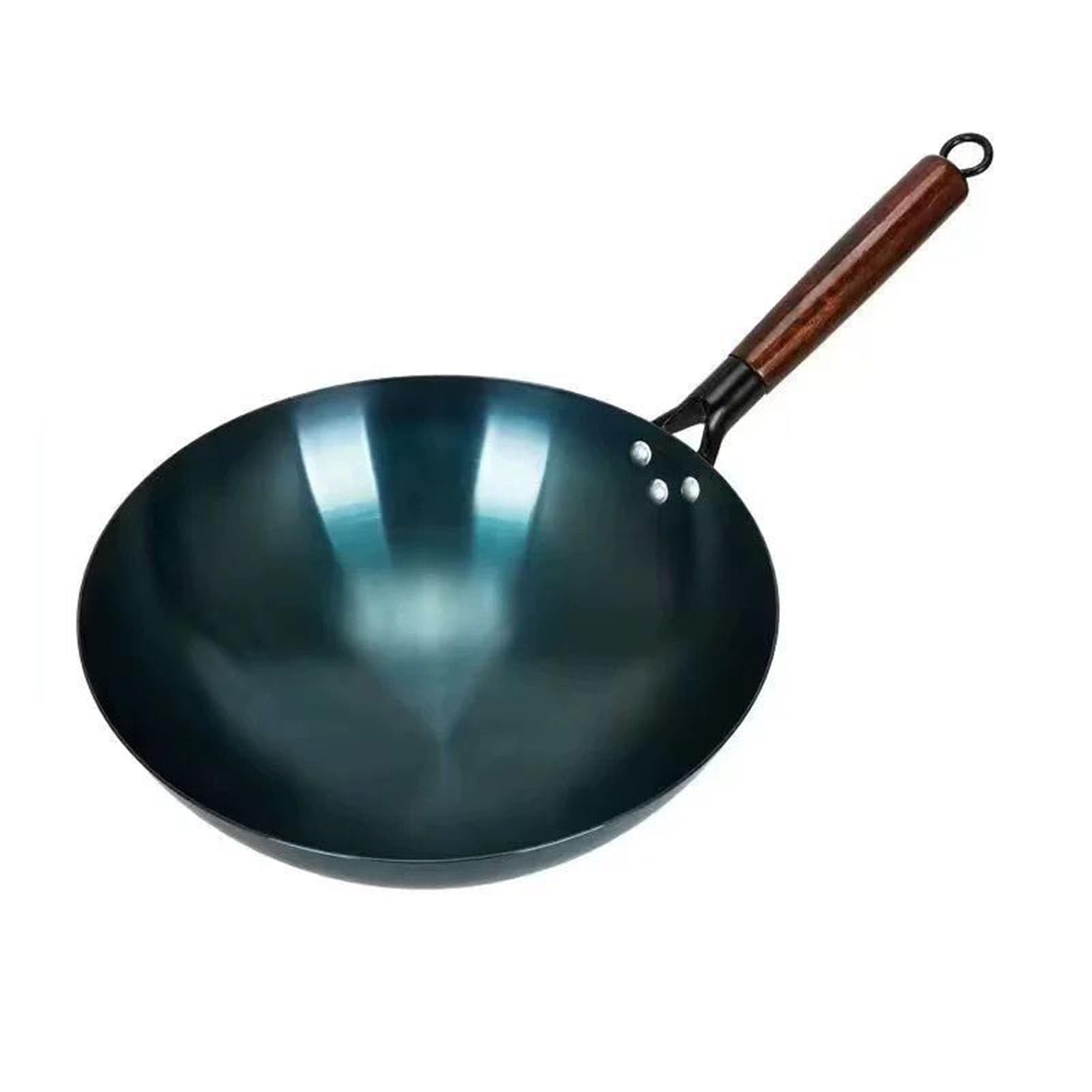 SIXRUN Padella Wok in Ferro, Wok Antiaderente con Manico Singolo con Fondo Tondo Cinese Tradizionale in Ferro Raffinato per Ampia Applicazione per Ristoranti Domestici (38 cm)