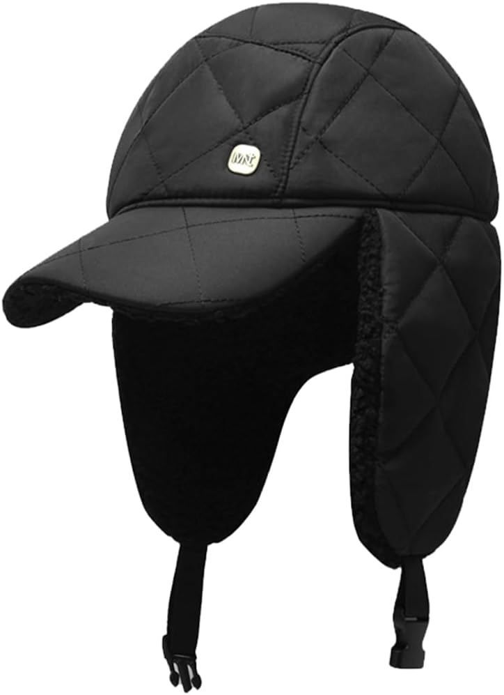 Quilted Trapper Hat with Ear Flaps, Warm Hat for Unisex