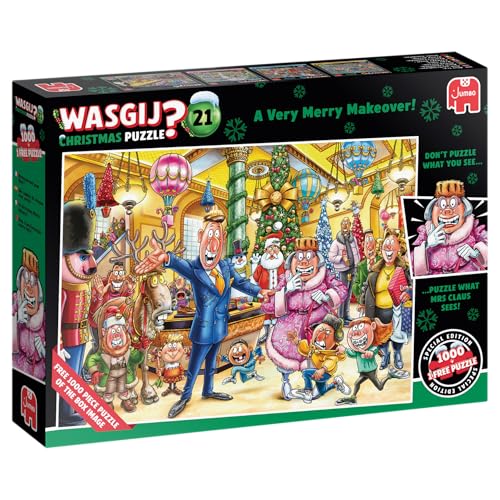 Wasgij Christmas 21, A Very Merry Makeover - Festive 2 x 1000 Piece Xmas Jigsaw Puzzle for Adults - Puzzling, Challenging & Brainteasing Adult Jigsaws - 100% Recycled Cardboard 1000Pc Puzzles - Jumbo