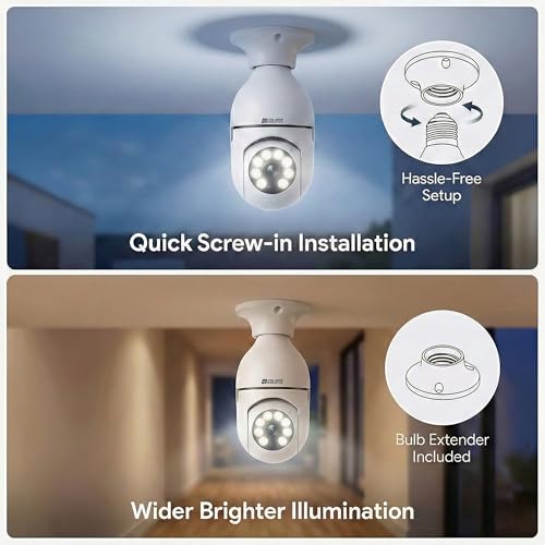 Image of Golens WC10K 1296P WiFi E27 Bulb CCTV Security Camera, 360 PTZ, AI Human Detection & Auto Tracking, Full Color Night Vision, 5X Zoom, Two-Way Audio, Motion Alerts