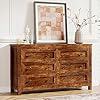Farmhouse 6 drawers dresser wood rustic chest of drawers for bedroom closet storage dressers organizer 6 drawers chest for living room hallway rustic brown  urban country home decor