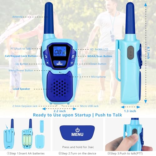 image for Topsung Kids Walkie Talkies 2 Pack NOAA Walkie-Talkies for Adults Rech