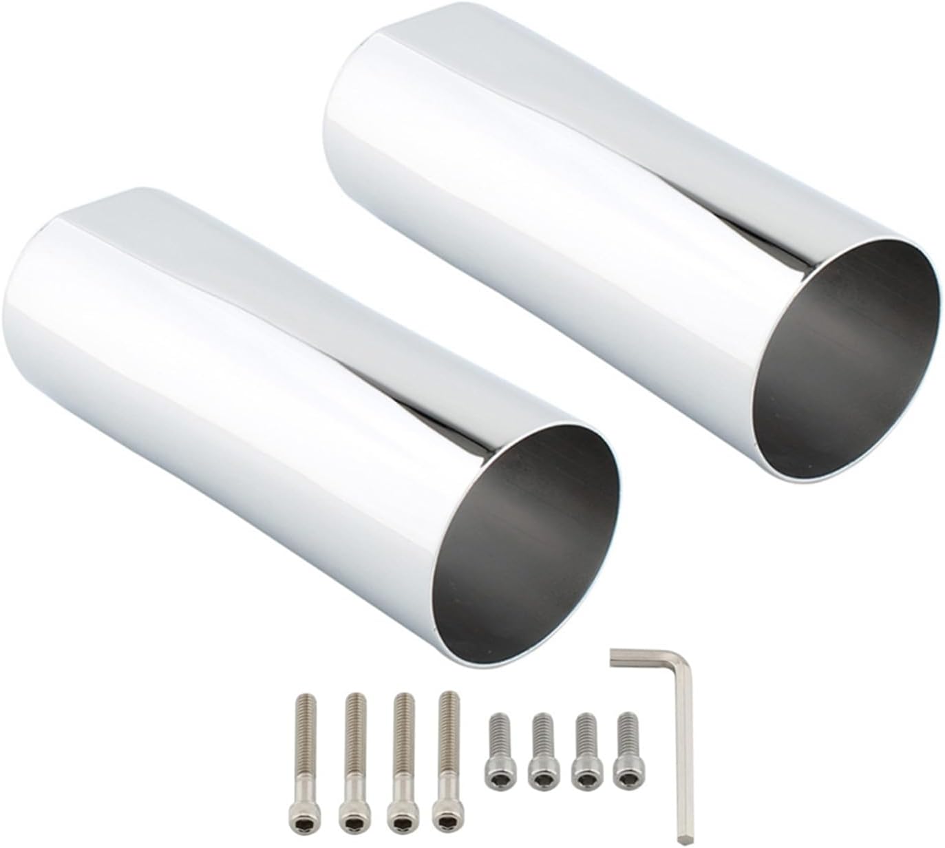Chrome 211mm Fork Slider Tube Covers Front Upper Fork Cover Cowbells Compatible with 1986-2017 Harley Touring Softail Deluxe Fat Boy Heritage