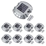 APONUO Solar Driveway Lights, Wireless Solar Dock Lights Driveway Lighting IP68 Waterproof Outdoor Boat Dock Lamp for Driveway Stair Pathway Step 8 Packs Cold White