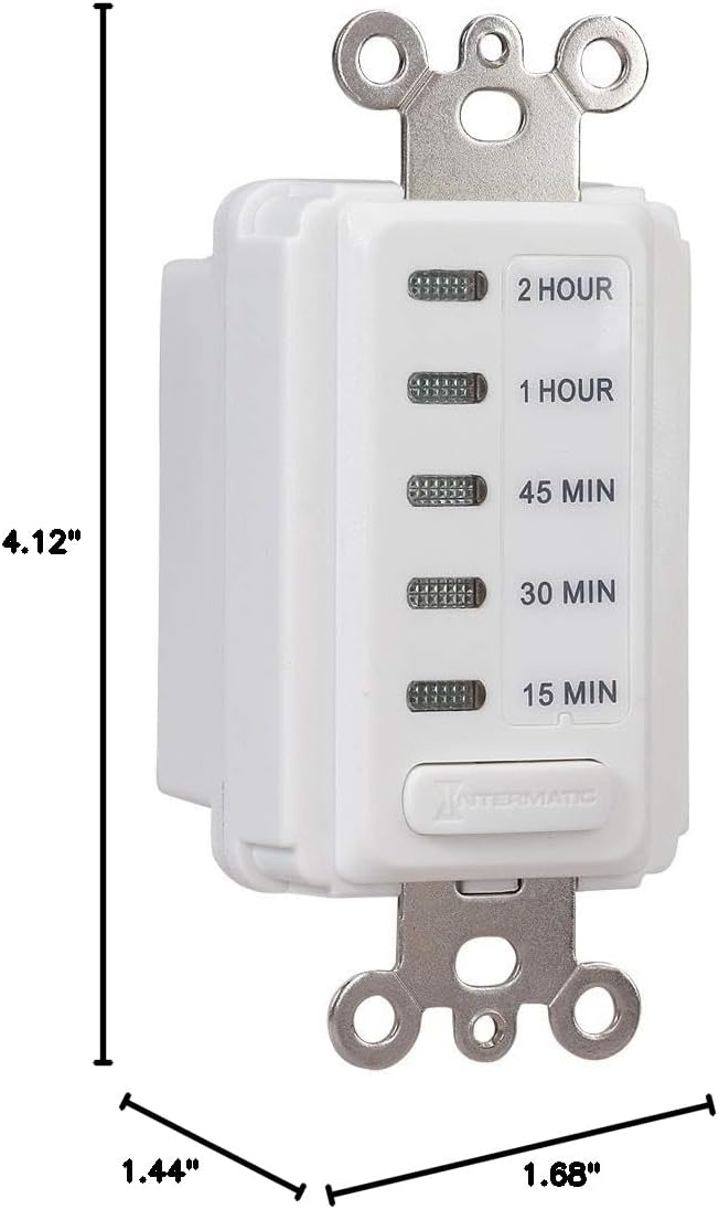 Intermatic EI235W Electronic 15, 30, 45, 60, 120 Minute Auto-Off Timer - Easy Operation, Silent Functionality, Easy Installation, White Finish - Versatile Timer Switch for Lights, Fans, Appliances
