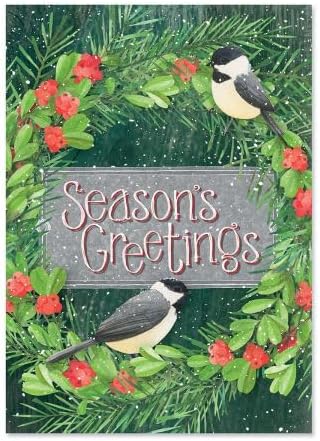 Current Winter Birds - Juego de 18 tarjetas grandes plegadas de 5 x 7 pulgadas, paquete de tarjetas temáticas navideñas, añade nombres o texto,