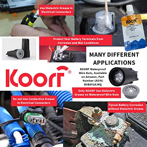 Koorf Premium Dielectric Silicone Grease 02 Pack, 0.5 Oz Each Tube 1 Oz Total, Non-Curing Compound For Sealing, Protecting And Electrical Insulating, For Marine And General Outdoor Applications #TOP2