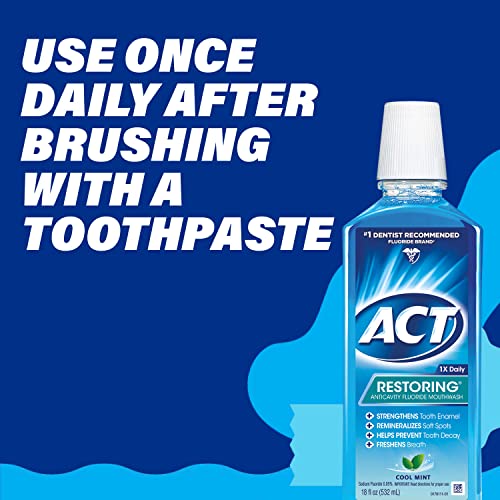 Act Restoring Fluoride Mouthwash 18 Fl. Oz. Strengthens Tooth Enamel, Cool Mint #TOP6