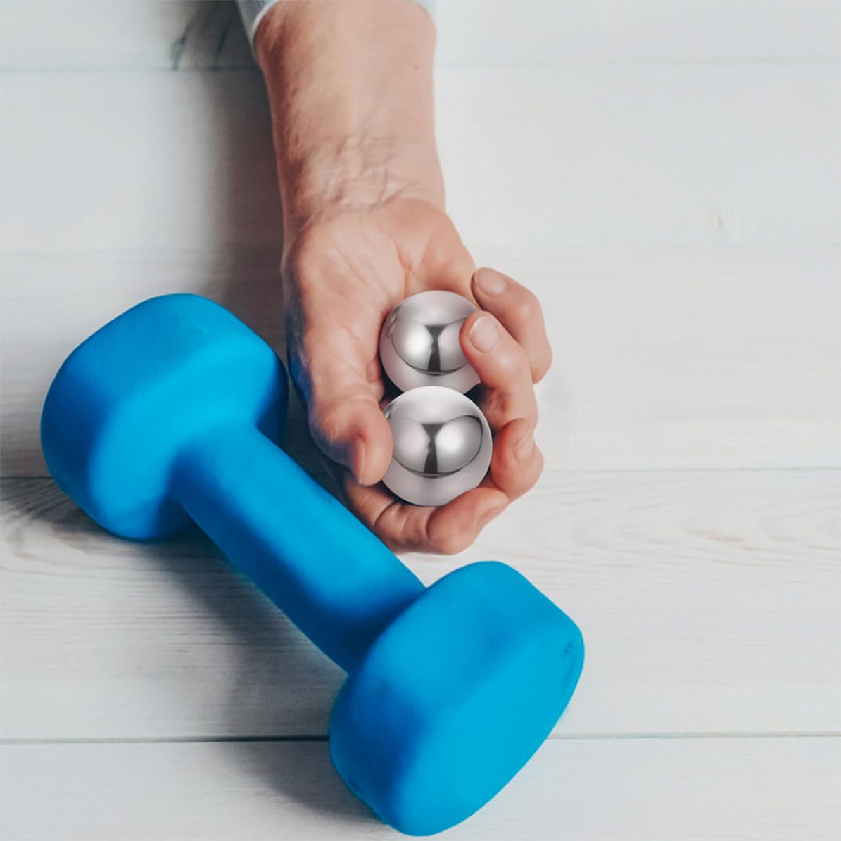SHINEOFI Baoding Bälle und Fingergymnastik aus Edelstahl Kompakte Handmassagebälle 2 Paar für Muskelentspannung zur Beruhigenden Entspannung für Unterwegs
