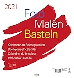  Foto-Malen-Basteln Bastelkalender weiß groß 2021: Fotokalender zum Selbstgestalten. Bastelkalender mit festem Fotokarton. Do-it-yourself Kalender Format: 45,5 x 48 cm