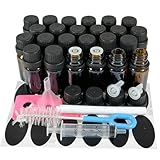 Bioll 10ml (1/3 oz) Essential Oil Dropper Glass Bottle. Refillable Sample Bottles Vials With Orifice Reducer Dropper And Cap For Perfume And Aromatherapy Oils -24Pack (Amber)