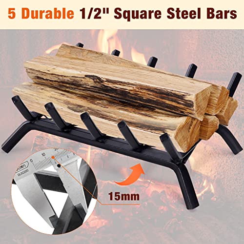 Inno Stage Fireplace Grates Firewood Fire Wood Log Holder Rack 17 Inch With Ember Retainer, Inside Wrought Cast Iron Grill Fireplace Log Grate For Outdoor Camping Cooking #TOP3