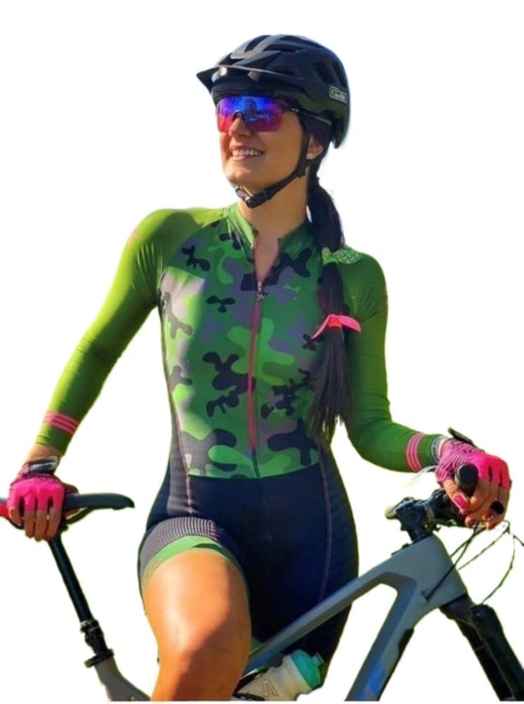 Damen Triathlon-Sets, Radtrikot, langärmelig, mit Taschen, Rad-Overall, Sommer, Mountainbike, Radsport-Anzug (Color : C, Size : XX-Large)