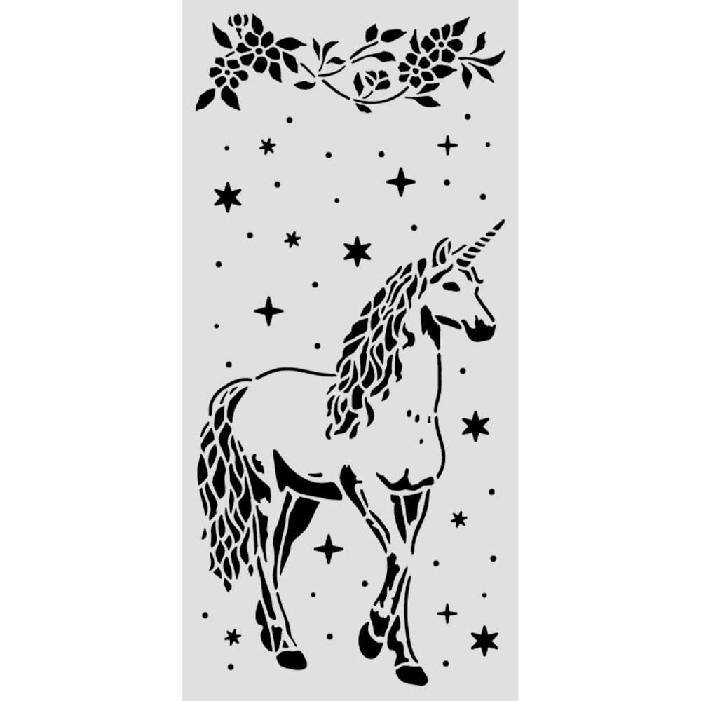 Stamperia Mix Media Art Stencil 12x25cm - Wonderland Unicorn KSTDL162