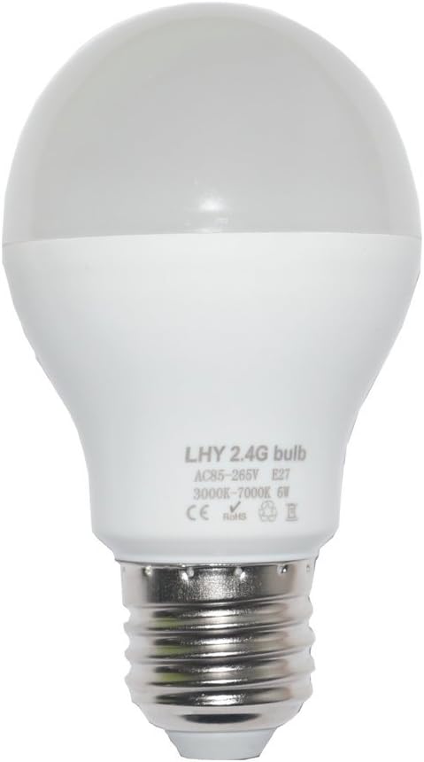 6W E27 Smart LED Light Bulbs Dimmable with 2.4GHz Wireless 3-Zone Remote Control - Adjustable Color Temperature (Warm/Cool) and Brightness 5 Pack (5 Bulb+1 Remote)