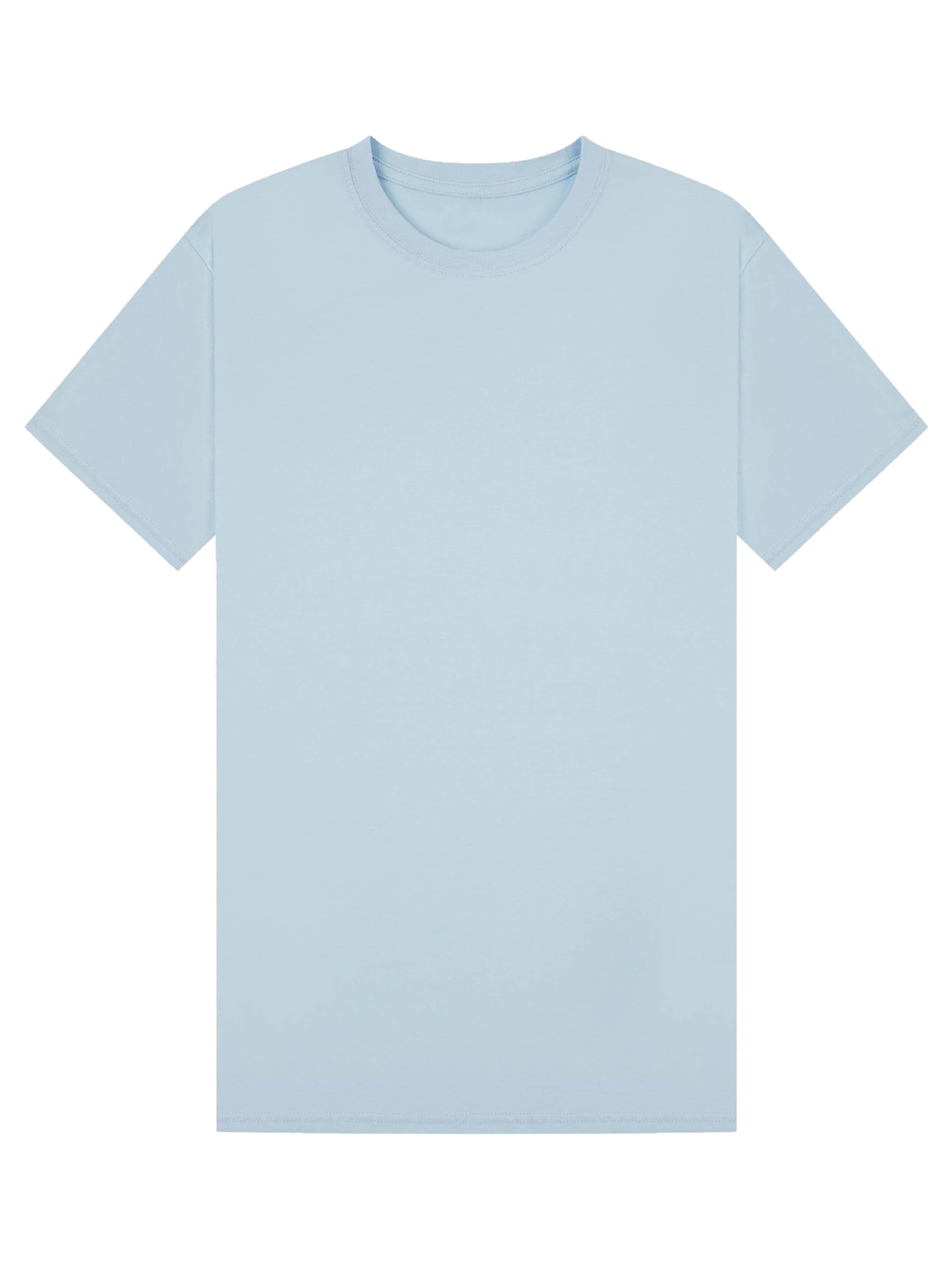 Coozo Unisex Light Blue Ringspun Classic Crew Necked T-Shirt - 5XL
